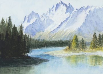 Lake view of Teton Mountains